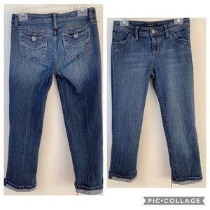 Noir 2 jeans ankle cuff. Artful fading